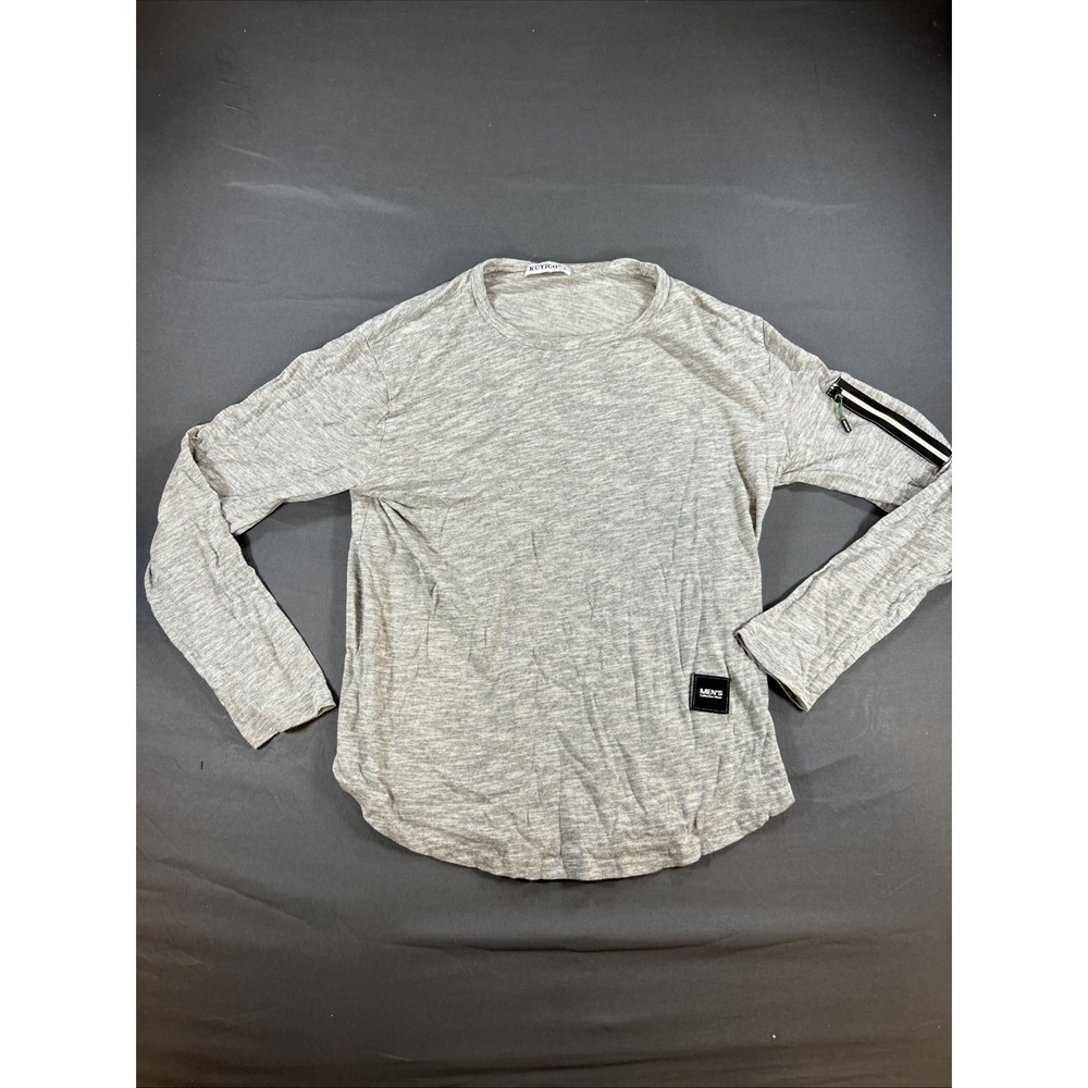 Kuyigo light gray, heathered long-sleeve crewneck t-shirt Large